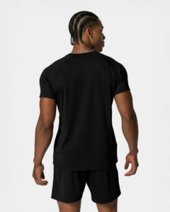 Camiseta de Manga Corta para Hombre, Cuello Redondo, Color Negro Sólido, Corte Regular, Estilo Urbano Básico, Impresión Serigráfica, Transpirable, Anti-Pilling - Product Image 5