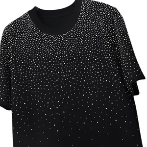 T-shirts pour hommes personnalisés avec logo en strass, disponibles en gros dans toutes les tailles, style streetwear, col classique - Product Image 3