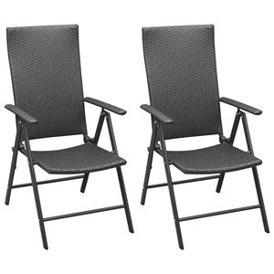 Conjunto de Comedor Plegable Mediano para Exteriores, Juego de Jardín de Ratán PE Negro - Product Image 5