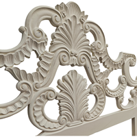 Meuble de chambre antique artisanal en bois sculpté à la main, taille King, finition blanchie rustique, hauteur réglable, éclairé, design artisanal, style Smart Art
