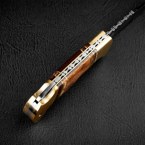 Cuchillo de Bolsillo Burraq Hecho a Mano con Acero Inoxidable, Mango de Madera, Funda de Cuero, Hoja de Punta Caída de 7 Pulgadas para Regalos y Uso en Exteriores - Product Image 2