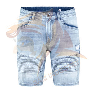 กางเกงยีนส์ขาสั้นผู้ชายสไตล์วินเทจเอวสูงแนวสตรีทแวร์ ดีไซน์สั่งทำได้ ลายเรียบ ระบายอากาศ แห้งเร็ว - Product Image 5