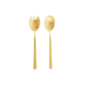 Contemporary Designer Metal <b>Salad</b> <b>Server</b> Pair With Smooth Edges For Safe Serving And Stylish Kitchen Accessory Collection - Product Image 2