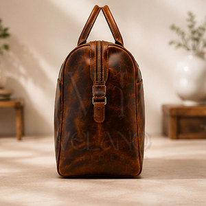 Sac de voyage en cuir imperméable 2026 avec bandoulière réglable, sac de sport en cuir personnalisé taille adulte, étanche - Product Image 4