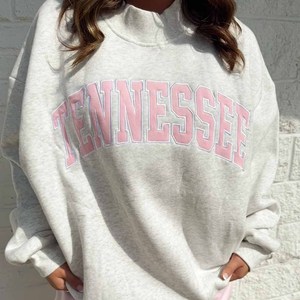 Tennessee OEM <b>Mock</b> <b>Neck</b> Crew <b>Neck</b> Cotton Fleece Pullover Women Men Ladies Unisex Polka Dot Gingham Patch Embroidery Tackle Twill - Product Image 1