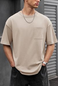 เสื้อยืดโอเวอร์ไซส์ผ้าฝ้ายแท้ 100% น้ำหนัก 220 กรัม พิมพ์ลายตามสั่งที่ไหล่ สไตล์ฮิปฮอป ไซส์พลัส ผ้าฝ้ายแท้ 100% ทรงบ็อกซี่ สำหรับผู้ชาย - Product Image 4
