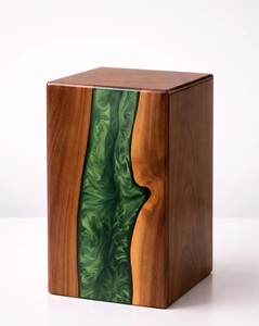 Handmade Rosewood Cremation Urn Green River Resin <b>Memorial</b> <b>Keepsake</b> Green River Memory Urn Peaceful River Ashes Urn - Product Image 1