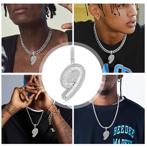 Pendentif en argent sterling 925 de haute qualité, design personnalisé, bijoux fins, diamant, numéro, pendentif hip-hop, collier - Product Image 3