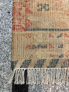 Alfombra de Yute Tejida a Mano |   Alfombra Geométrica Estilo Boho |   Alfombra Rústica Ecológica de Fibra Natural - Product Image 2