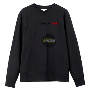 Emiko Industry Men's <b>Black</b> Crewneck <b>Sweatshirt</b> French Terry Unlined Pullover Custom Logo Letter Print Casual Top <b>Sweatshirts</b> - Product Image 1