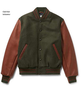 Veste universitaire classique en laine et cuir, manteau décontracté élégant style Letterman, veste universitaire d'hiver pour homme, corps en laine, détails en cuir - Product Image 1