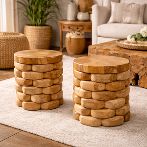 ARTERRA - Taburete de Madera de Teca Rústico, Ecológico, Hecho a Mano, Duradero y de Lujo para Apartamentos, Hoteles y Almacenes - Product Image 3