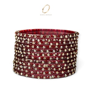 Bijoux de mariage indiens, bracelets en verre rouge bordeaux kashmiri, design cristal, pour sari et lehenga, assortis, pour usage quotidien, vente en gros - Product Image 5
