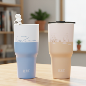 Gobelet isotherme à double paroi en acier inoxydable SUS 304 avec revêtement en porcelaine, grande capacité 30 oz, pour thé Boba, avec paille, maintien au chaud/au froid 4-6h/8-10h - Product Image 1