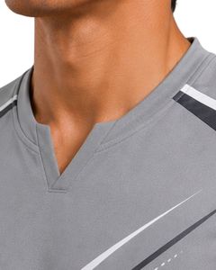 T-shirt de performance gris pour homme, manches courtes, maillot de sport, séchage rapide, respirant, athlétique, entraînement en salle de sport, tee-shirt personnalisé - Product Image 3