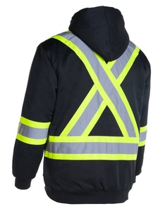 Veste de sécurité haute visibilité à capuche, fermeture éclair, réfléchissante, classe 2 ANSI, logo personnalisé, pour le jour et la nuit - Product Image 4