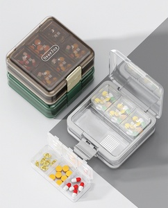 Overdo Pill Storage Case Double-Sided Portable Plastic Organizer with Compartment Design <b>for</b> Daily Medication Management - Product Image 1