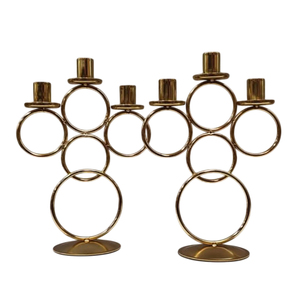 Nordic Luxury Polished <b>Brass</b> 3-Arm & 5-Arm Geometric Ring <b>Candlestick</b> Holder For Modern Home Decor And Wedding Table Centerpiece - Product Image 1