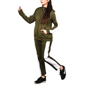 Custom Waffle Knit Women Thermal Zipper Hoodie Jacket and Flared Pants 2 Piece <b>Tracksuit</b> Set OEM ODM Supplier - Product Image 2