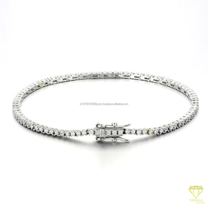 Classic High Quality Hip Hop Jewelry Iced Out Lab Grown Diamond Round Cut 14k Gold Plated Rhodium Plated Tennis Chain Bracelet - Product Image 3