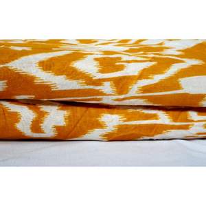 Tela Estampada Ikkat Naranja al por Mayor, Materiales de Algodón Natural para Prendas y Vestidos Hechos a Mano con Diseño Personalizado Indio - Product Image 1