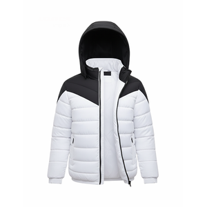 Veste matelassée à capuche noire et blanche pour homme, manteau d'hiver chaud et léger, veste d'extérieur zippée - Product Image 3