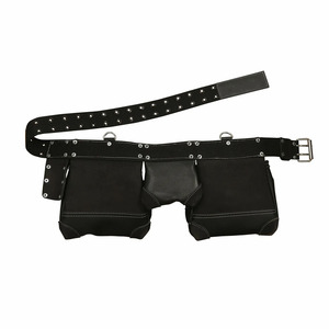 Bolsas de herramientas de cuero genuino de vaca para trabajo pesado con presilla para martillo, impermeables, costuras duraderas, ajuste regulable, para carpintería, aleación - Product Image 2