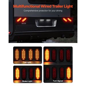 Kit de 4 feux arrière LED transparents 12V étanches ovales pour remorque, feux stop, feux de freinage, feux de position, compatibles avec les bateaux et les véhicules tractés - Product Image 2