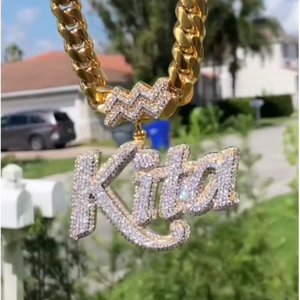 จี้ห้อยคอแบบกำหนดเอง CONCEPTION ชุบทอง 18K สไตล์ฮิปฮอป ประดับเพชร VVS มอยส์ซาไนต์ พร้อมชื่อสั่งทำ วัสดุเงินแท้ 925 - Product Image 1
