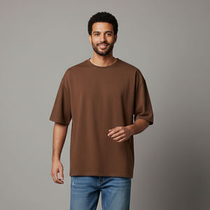 Camisetas Oversize de Punto con Estampado Personalizado para Hombre/Unisex, Hombros Caídos, Tejido Grueso, 100% Algodón, Color Sólido, Transpirables, Estilo Urbano - Product Image 2