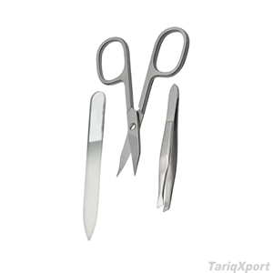 Stainless Steel Nail Kit with Scissor Tweezers Nail <b>File</b> Portable Manicure Set in Leather <b>Case</b> Classic Style for Adult - Product Image 2