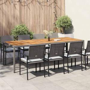 Set da Giardino in Polyrattan Grigio 98.43 X 39.37 X 29.53 Tavolo 98.43 X 39.37 X 29.53 Panca 98.43 X 39.37 X 29.53 Sedie Resistenti alle Intemperie - Product Image 1