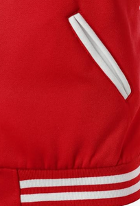 Hardihood International Men's Red White Stand Collar <b>Covered</b> <b>Button</b> Solid Color Breathable Winter Canvas Cotton Lining Jacket - Product Image 6