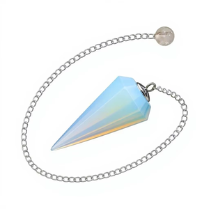 Péndulo facetado de fluorita azul, el más vendido, con cadena plateada, forma de lápiz, cristal portátil de Feng Shui para decoración del hogar - Product Image 1
