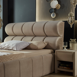 Cadre de lit rembourré de luxe moderne avec tête de lit capitonnée et base de rangement pour chambres contemporaines - Product Image 3