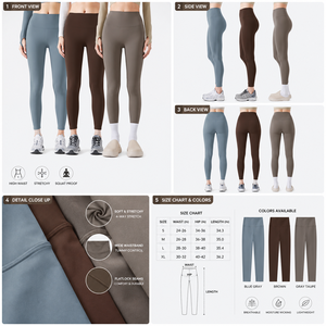 Leggings de sport personnalisés, haute élasticité, toucher doux, 260 g/m², chauds et tendance, avec poche à la taille, pour yoga et fitness - Product Image 6