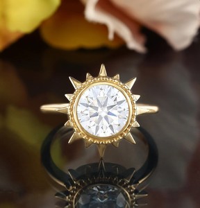 Round Cut Moissanite <b>Ring</b> 925 Sterling <b>Silver</b> Engagement <b>Ring</b> Brilliant <b>Solitaire</b> Dainty Minimalist Wedding Promise <b>Ring</b> - Product Image 1