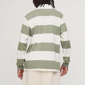Camisetas de rugby para hombre de alta calidad con logotipo bordado en la parte delantera, personalizables, de tela, manga larga, a rayas, tipo polo, para entrenamiento. - Product Image 4