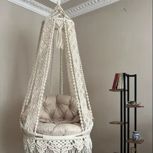 Natural Cotton <b>Macrame</b> Swing, Hanging Chair, Hängesessel, Swing Chair, <b>Macrame</b> Rocking Swing Chair, Boho Hammock Chair - Product Image 1