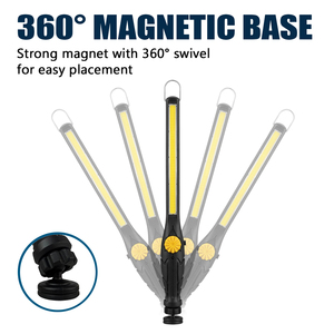 Lampe de travail LED magnétique rechargeable USB en ABS, ultra-mince, avec variateur de mode multiple, fixation par crochet et rotation à 360° pour réparation automobile - Product Image 6