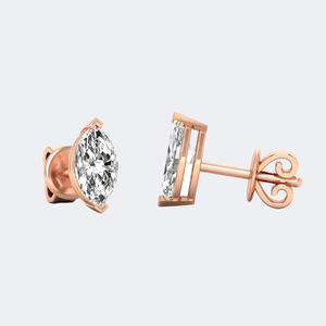 ต่างหูเพชรทรงมาร์คีส์เจียระไนแบบบริลเลียนท์ น้ำหนักรวม 1.00 กะรัต แบบคลาสสิก ตัวเรือนแบบวี-พรอง ทำจากทอง 10K - Product Image 3