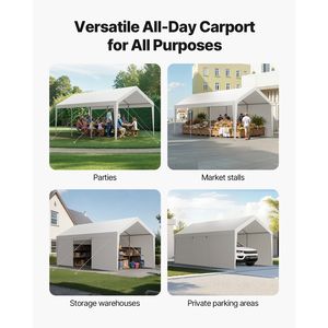 Tettoia per Auto e Camion 12 X 20 FT Resistente per Esterni con Pareti Laterali Rimovibili e Porta, Resistente ai Raggi UV, Portatile - Product Image 3