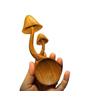 Cuchara de madera con forma de hongo, Vietnam, la más vendida, tallada a mano, personalizada, juego de cucharas con tres corazones y flecha - Product Image 2