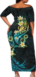 Vestidos Maxi 2026 para Mujer, Estilo Polinesio Tribal Samoano, con Estampado de Flores Tapa, Personalizados, Tallas Grandes, Puletasi Samoano de Dos Piezas, Elegantes - Product Image 2