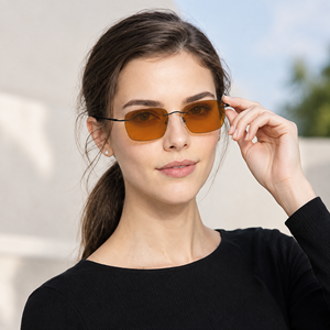 Gafas de Sol Fotocromáticas con Montura Cuadrada de Titanio sin Aro, Lentes de Resina Gris Cómodas y Protección UV420 con Luteína - Product Image 4