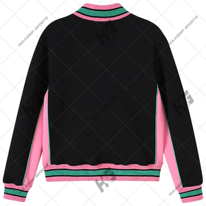 Chaqueta Universitaria AKA 1908 para Mujer, Chaqueta Bomber Rosa y Verde Alpha Kappa Alpha con Letras Bordadas - Product Image 2