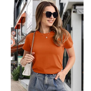 Camiseta de algodón lisa de alta calidad para mujer - Product Image 3