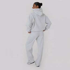 Conjunto de 2 piezas de chándal de algodón polar para mujer, holgado y cómodo, personalizable al por mayor de fábrica - Product Image 1