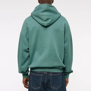 Sudadera con capucha de corte holgado con doble cremallera, personalizada, de algodón 100% de alto gramaje, estilo cropped, para hombre, de felpa francesa, con cremallera. - Product Image 6