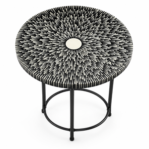 Luxury <b>Round</b> Centre <b>Table</b> with Artistic Resin Inlay | MDF Top Black Iron Frame Designer Accent Furniture for Modern <b>Living</b> <b>Rooms</b> - Product Image 1
